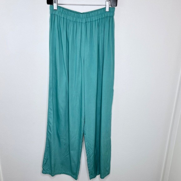 Tienda Ho Womens Loose Fit Sonya Pant Turquoise Rayon One Size Wide Leg - Picture 3 of 4